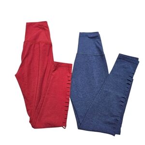 Bundle Aerie Chill Blue Red Play Move Leggings Side Slits Ripped Off Distressed
